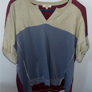 Easel NWOT Color-Block Tee – Size L, Boho Boutique Style